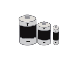 Illustration of a landscape with large and small batteries