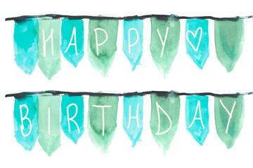 Cute hand painted happy birthday banner design