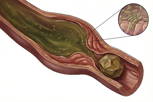 Ascending Cholangitis Bacterial Infection in an Obstructed Common Bile Duct