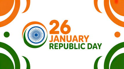 A graphic design celebrating India's Republic Day on January 26th with orange, green, and blue colors