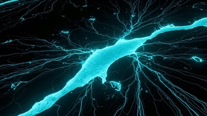 Abstract Glowing Blue Neural Network Energy Flow Background