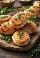 steamed chicken cutlets with herbs and spices,  chicken meatballs, healthy meal,  nutritious