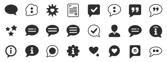 Approved, Checkmark Box and Social Media Message, Chat and Quote Icons, Featuring Chat Speech Bubble, Tick or Check Mark, Comment Quote Symbols