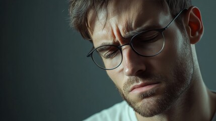 A man with glasses is looking at the camera. He has a beard and a mustache. He is wearing a white shirt