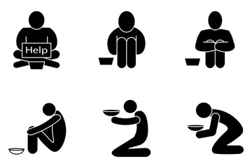 poverty line set icon vector illiustration on white background