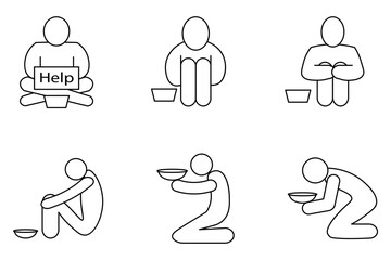 poverty line set icon vector illiustration on white background