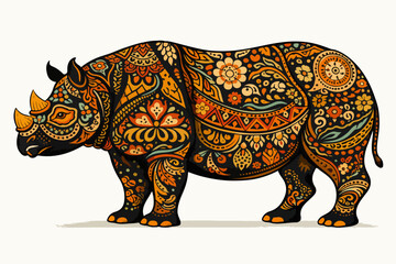 Javan Rhinoceros Indonesian Endangered Animal Ornamental Vector