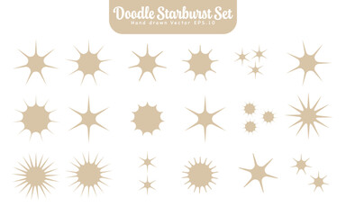 Gold Silhouette Stars Blend Radial Shape Collection.Vector Illustration
