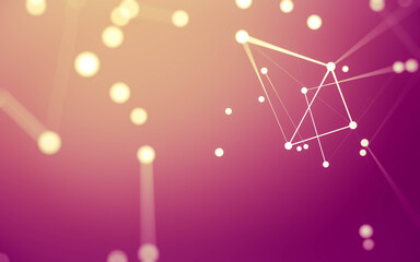 Abstract background. Molecules technology with polygonal shapes, connecting dots and lines. Connection structure. Big data visualization.