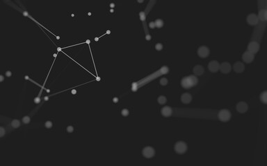 Abstract background. Molecules technology with polygonal shapes, connecting dots and lines. Connection structure. Big data visualization.