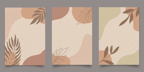 Nature Banner Vertical Palm Brown Abstract Stones. Vector Illustration