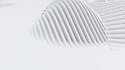 Abstract Curved Shapes. White Circular Background.