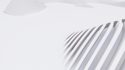 Abstract Curved Shapes. White Circular Background.