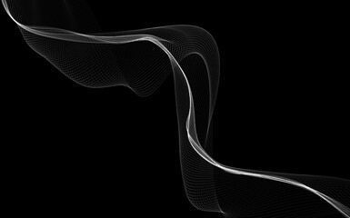 Dark abstract background with a glowing abstract waves