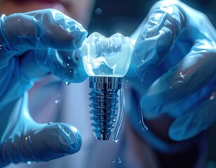 Tooth Model Connected by Glowing Network Lines, Integrated Data System