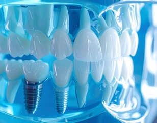 blue glass vase, dental tooth