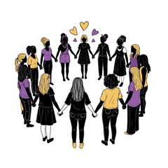 Diverse Group of Women Holding Hands Together.