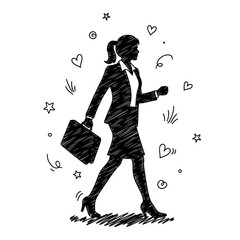 Businesswoman Walking with Briefcase in Hand.