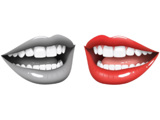 Dual Smiles: Monochrome Restraint Meets Crimson Confidence in a Study of Expression and Color