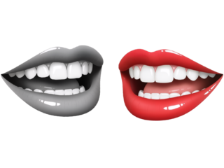 Dual Smiles: Monochrome Restraint Meets Crimson Confidence in a Study of Expression and Color