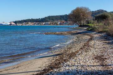 Landscape of coastline of Thassos island, Greece