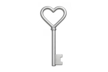 Silver heart shape key unlocking love and romance