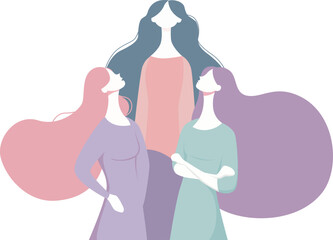 women 's day floral freedom soft color flat illustration