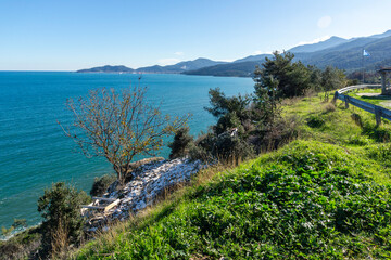 Landscape of coastline of Thassos island, Greece