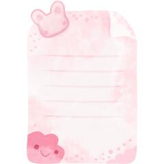 Cute Pink Watercolor Memo with Animal Accents