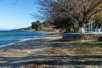 Landscape of coastline of Thassos island, Greece