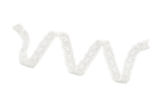 White lace ribbon weaving isolated transparent background