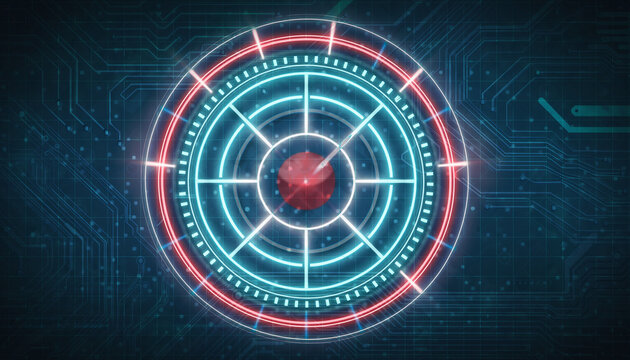 High-tech Radar Screen Showing Target Acquisition in Action  - Powered by Adobe