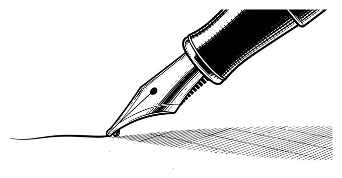 Classic fountain pen nib drawing a fine line on paper