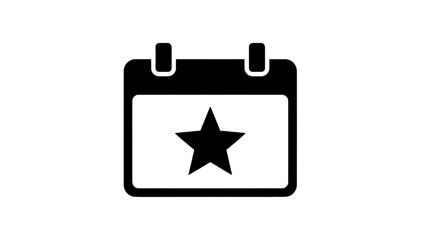 Vector illustration of a calendar icon with a star, highlighting an important date or special event, on transparent background
