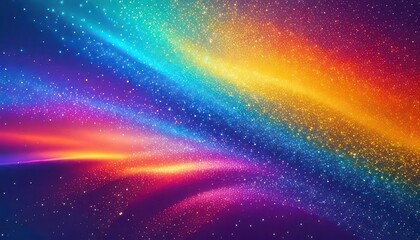 Vibrant Rainbow Light Streaks with Glittering Particles.