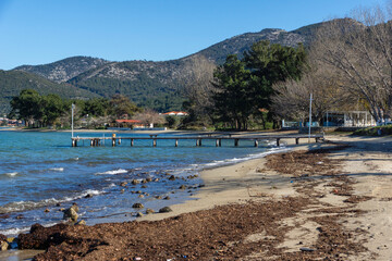 Landscape of coastline of Thassos island, Greece