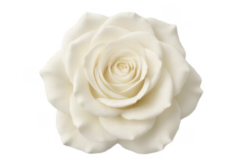 White rose flower blooming with petals, transparent background