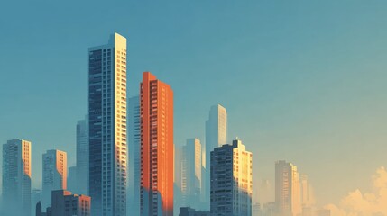 Obraz premium Colored city skyline