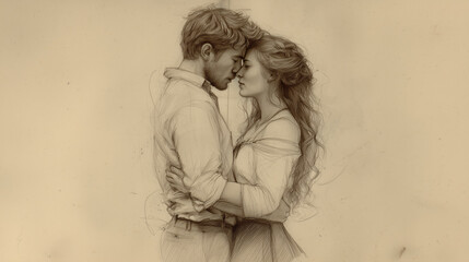 A couple embracing in a tender moment.