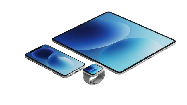 Apple devices mockup display on transparent background