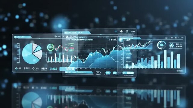 Futuristic FinTech interface displaying financial data