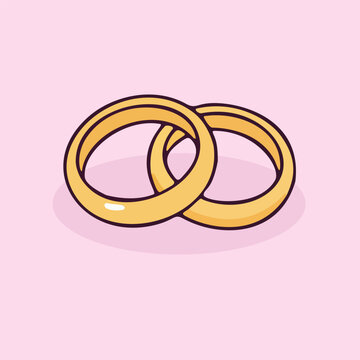 Golden Wedding Bands Symbolizing Eternal Love and Commitment in a Simple, Elegant Illustration