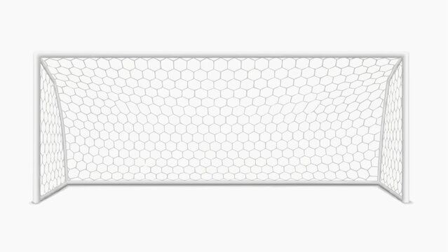A minimalist vector illustration of a soccer goal with a net on a white background