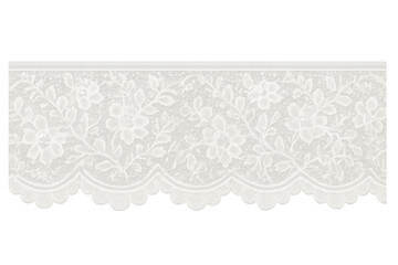 White lace decorative border with floral pattern