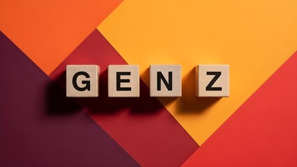 Gen Z Word in 3D Wooden Alphabet Letters on Colorful Background &ndash; Generation Z Concept