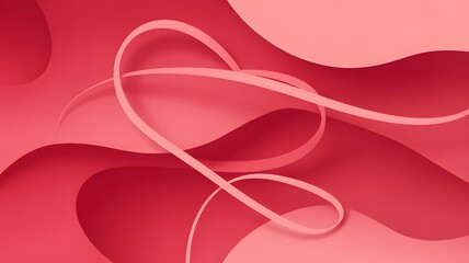 Abstract red background with swirling ribbon design