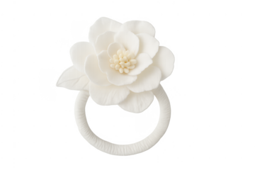 White handmade floral napkin ring decorating tableware