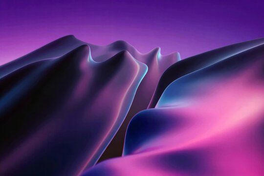 Vibrant purple and pink abstract landscape with glowing curves - Powered by Adobe