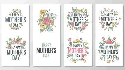 Elegant Mother's Day Floral Design Vector Collection for Greetings and Invitations
