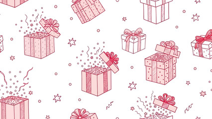 Festive gift box pattern with hand-drawn style for celebrating special events